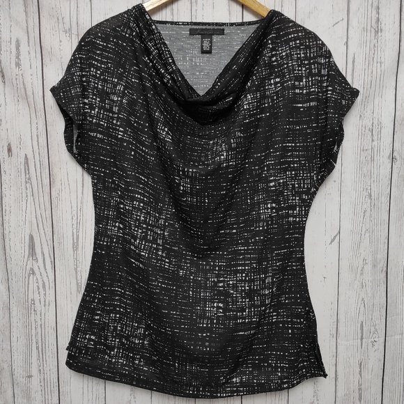 Kenneth Cole Cowl Drape Neck Short Sleeve Popover Top Black Medium - Picture 10 of 11